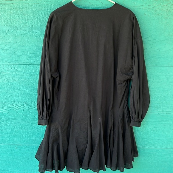 ANINE BING FLOUNCY V-NECK LONG BALLOON SLEEVE GODET DRESS BLACK NWT SIZE… - Picture 16 of 16